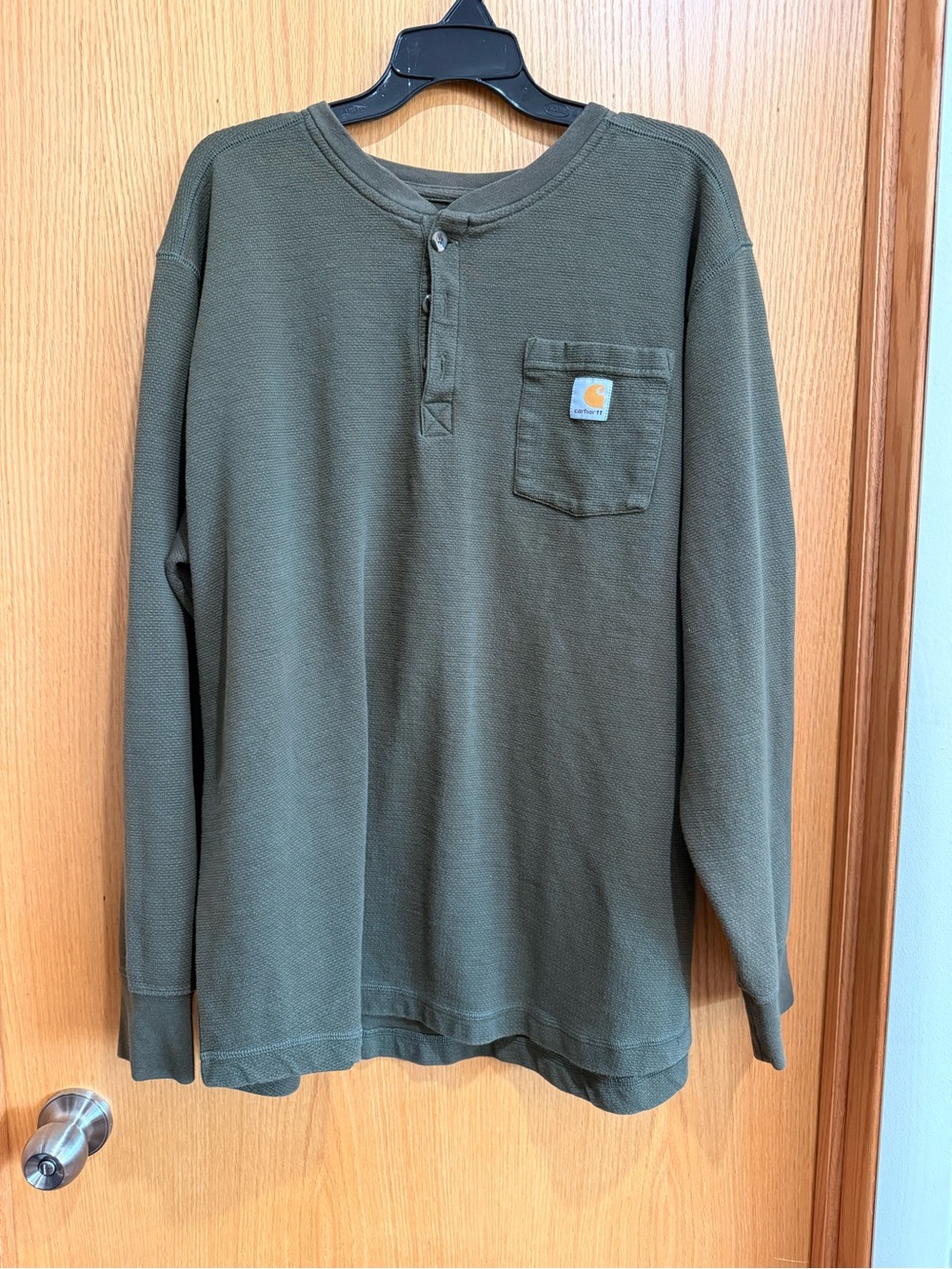 Carhartt Olive Green Henley Pocket Long Sleeve Shirt
